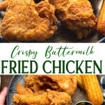 Long collage image of fried chicken recipe