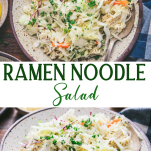 Long collage image of ramen noodle salad