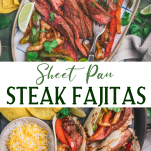 Long collage image of sheet pan fajitas