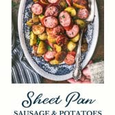 Sheet pan sausage and potatoes with text title at the bottom.