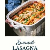 Quick and easy spinach lasagna recipe with text title at the bottom.