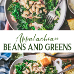Long collage image of beans and greens