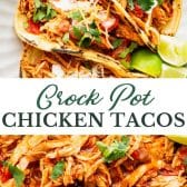 Long collage image of Crockpot Mexican chicken.