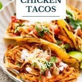 Crockpot Mexican chicken with text title overlay.