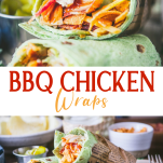Long collage image of bbq chicken wrap