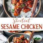 Long collage image of sesame chicken