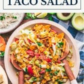 Dorito taco salad with text title box at top.