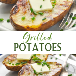 Long collage image of grilled potatoes