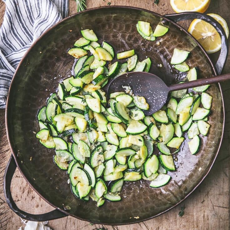The best seasonings for zucchini in a cast iron skillet with sauteed zucchini.