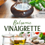 Long collage image of balsamic vinaigrette