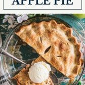 Easy apple pie recipe with text title box at top.