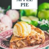 Easy apple pie recipe with text title overlay.