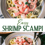Long collage image of easy shrimp scampi recipe