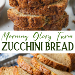 Long collage image of zucchini bread