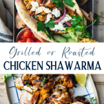 Long collage image of chicken shawarma