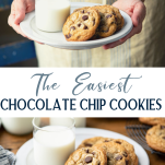 Long collage image of easy chocolate chip cookies