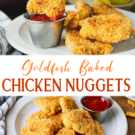 Long collage image of baked chicken nuggets