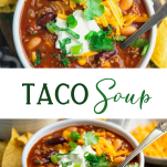 Long collage image of taco soup