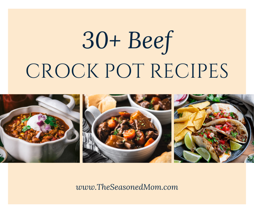 Horizontal collage of beef crock pot recipes