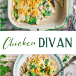 Long collage image of chicken divan