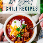 Chili recipes collage with text overlay