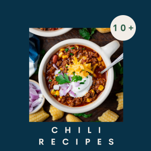 Square text image of chili recipes collage