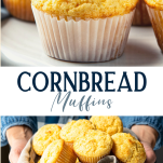 Long collage image of Cornbread Muffins