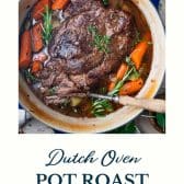 Dutch oven pot roast with text title at the bottom.