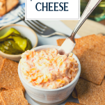 Crackers and pimento cheese with text title overlay