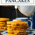 Pumpkin pancakes with text title box at top