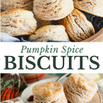 Long collage image of pumpkin spice biscuits