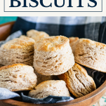Bowl of pumpkin spice biscuits with text title box at top