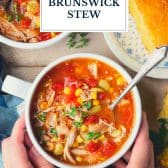 Crock Pot Brunswick stew recipe with text title overlay.
