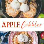 Long collage image of apple cobbler