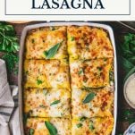 Butternut squash lasagna with text title box at top