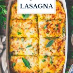 Butternut squash lasagna with text title overlay