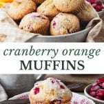 Long collage image of cranberry orange muffins
