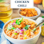 Buffalo chicken chili with text title overlay