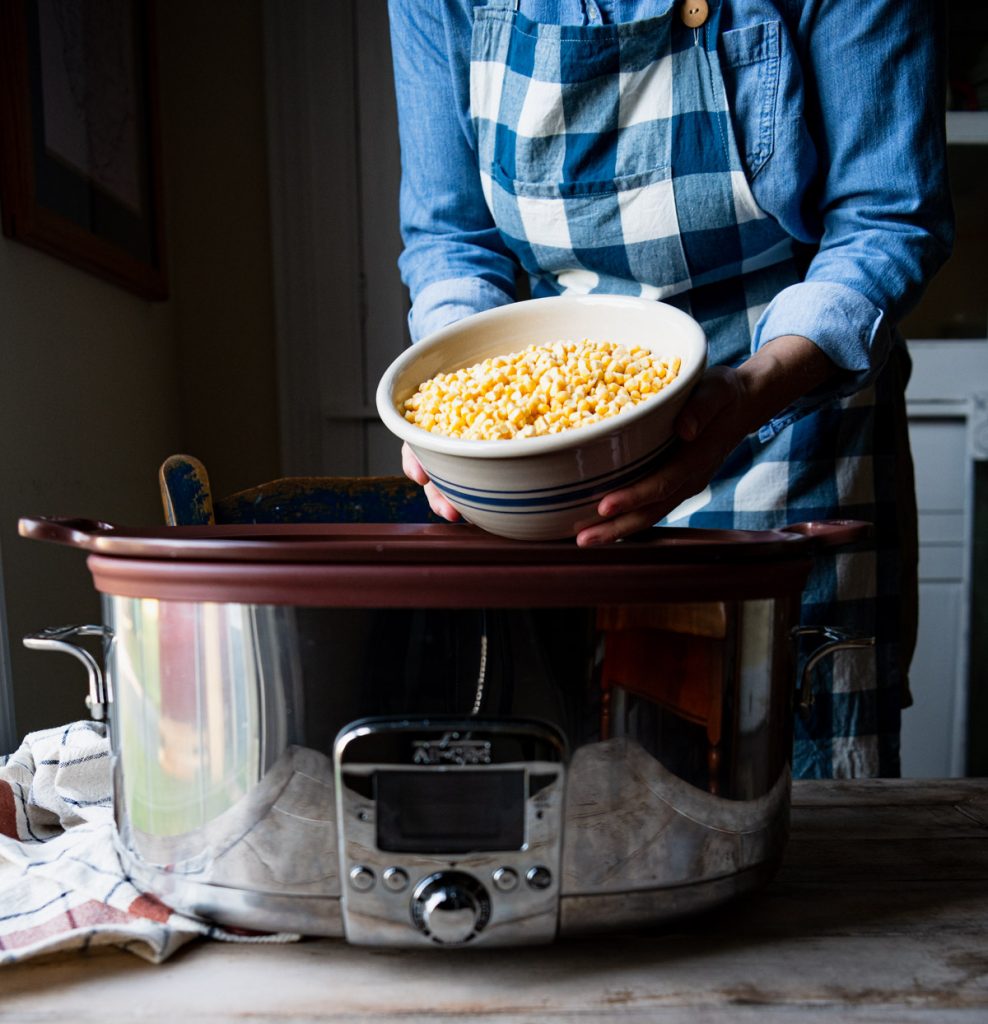 Adding frozen corn to a slow cooker