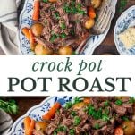 Long collage image of crock pot pot roast