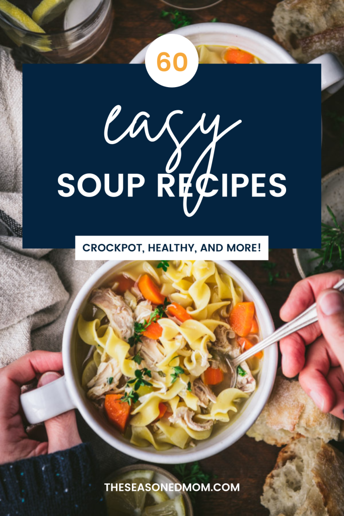 Collage image of easy soup recipes with text