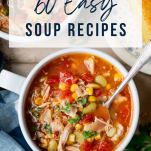 Collage image of easy soup recipes with text title overlay