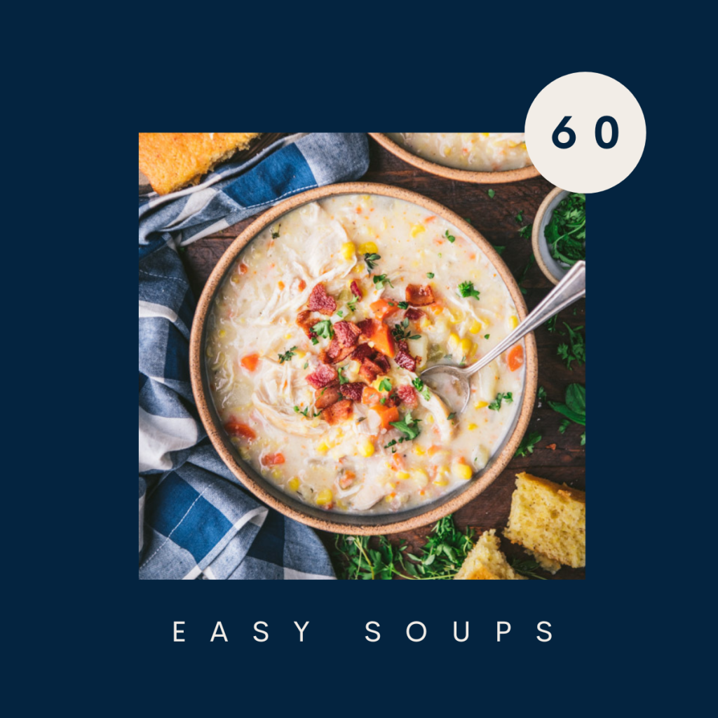 Square image of a collage of easy soup recipes