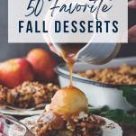 Apple cake with fall desserts text overlay