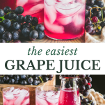 Long collage image of how to make grape juice