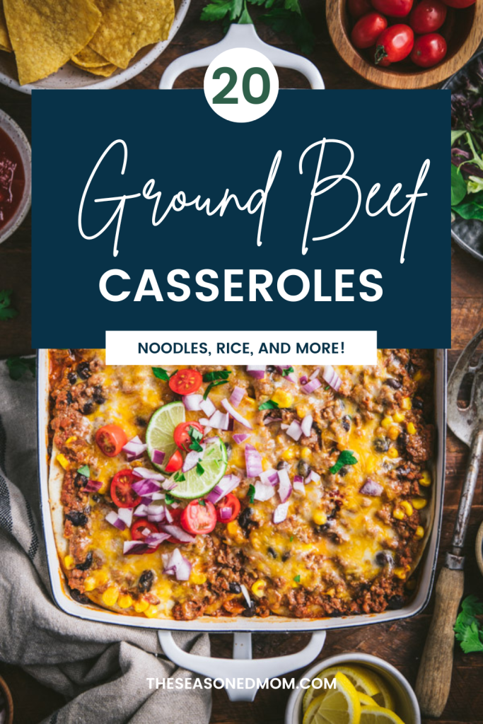 Ground beef casserole recipes image with text overlay