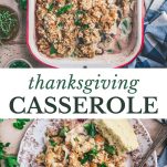 Long collage image of Thanksgiving casserole