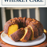 Whiskey cake recipe with text title box at top