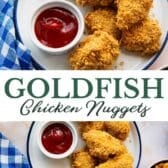 Long collage image of baked chicken nuggets.