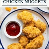 Baked chicken nuggets with a text title box at the top.